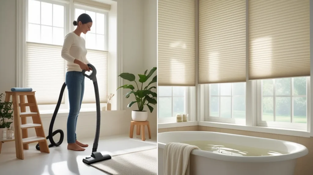 cleaning window shades